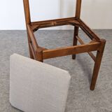 Set of 6 brutalist beech chairs, 1960s-1970s