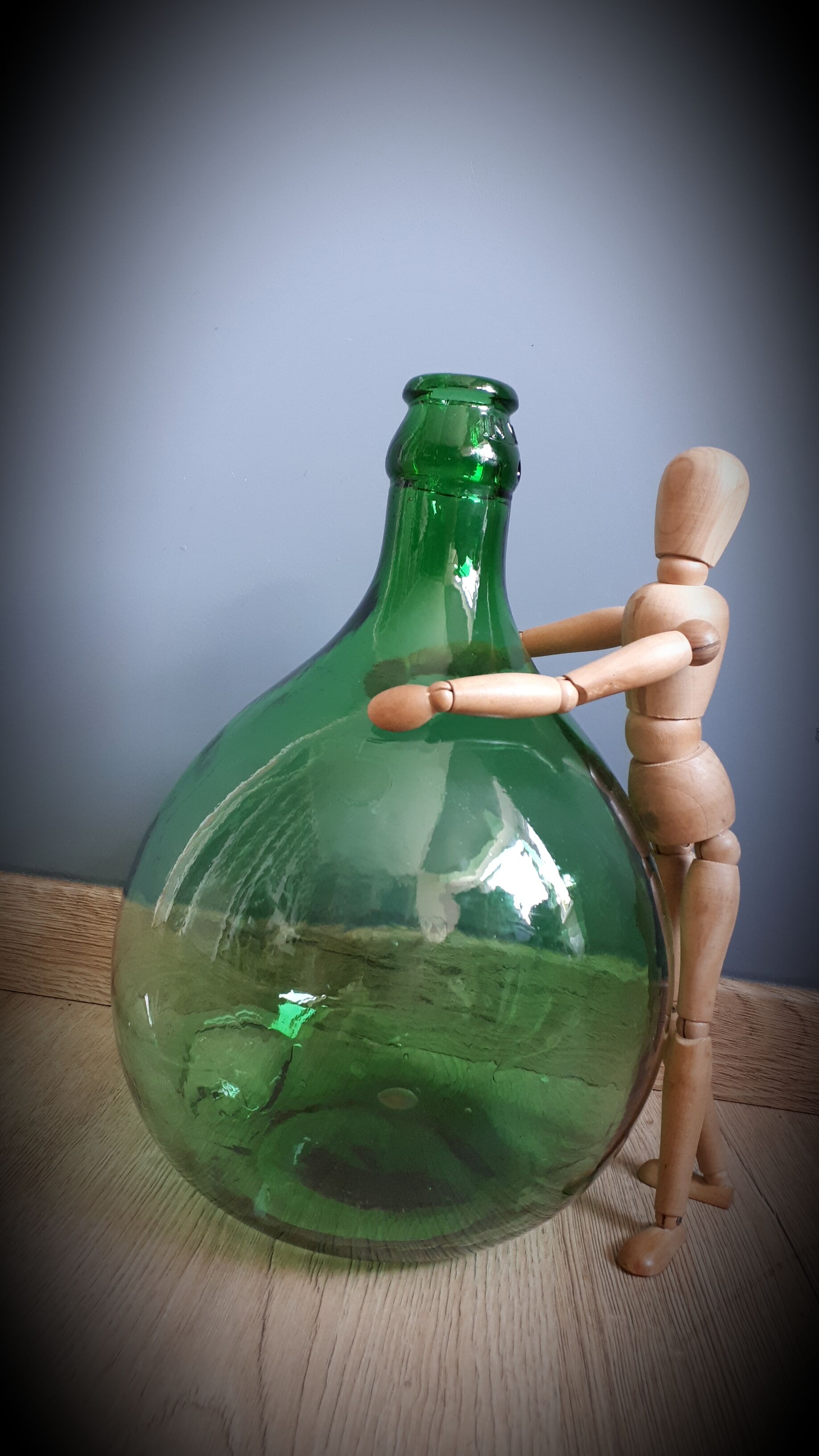Demijohn 5L green round curved