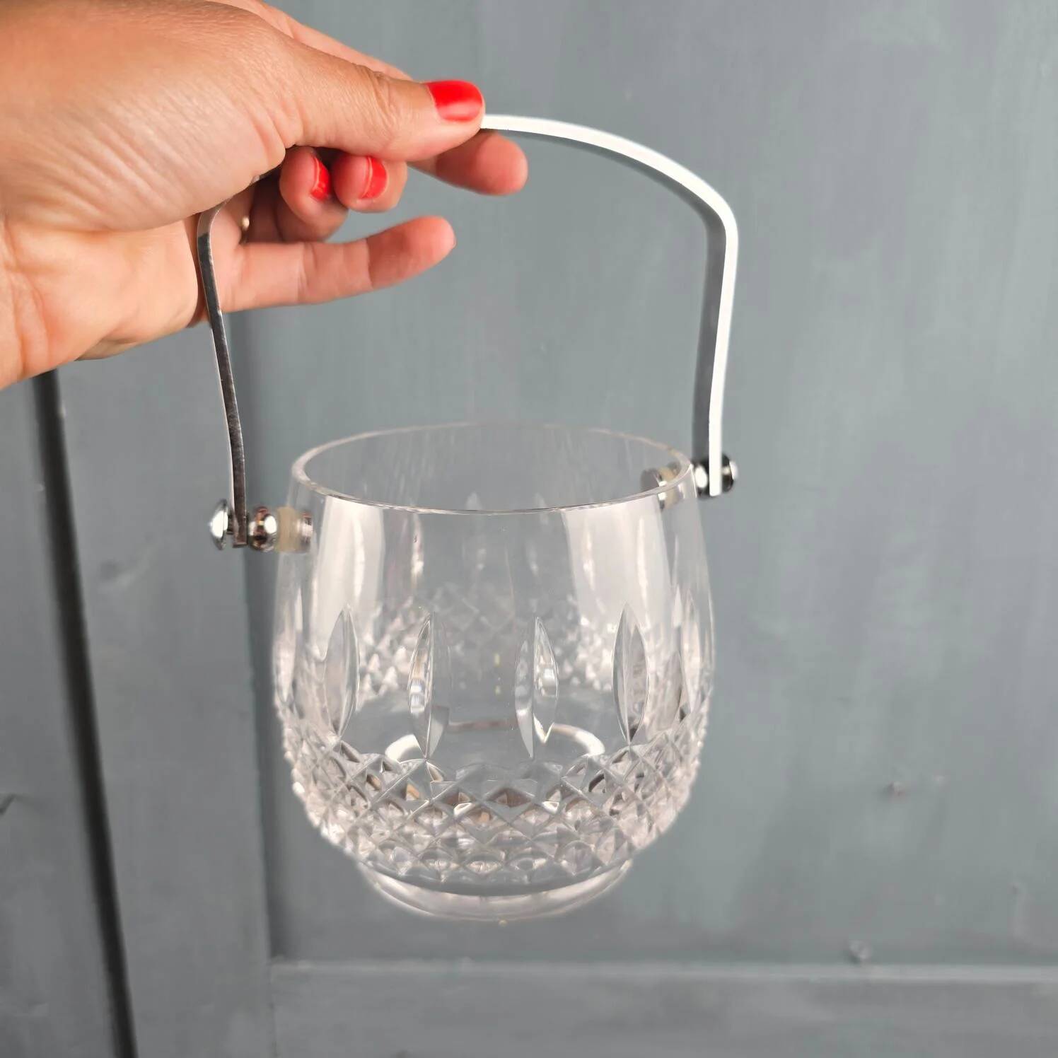Bayel crystal ice bucket from France with Jean Couzon spoon.