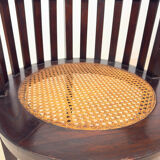 Colonial "Art Deco" armchair in wood and cane.