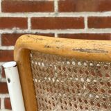 Cesca chair b32 model in white and wood by Marcel Breuer