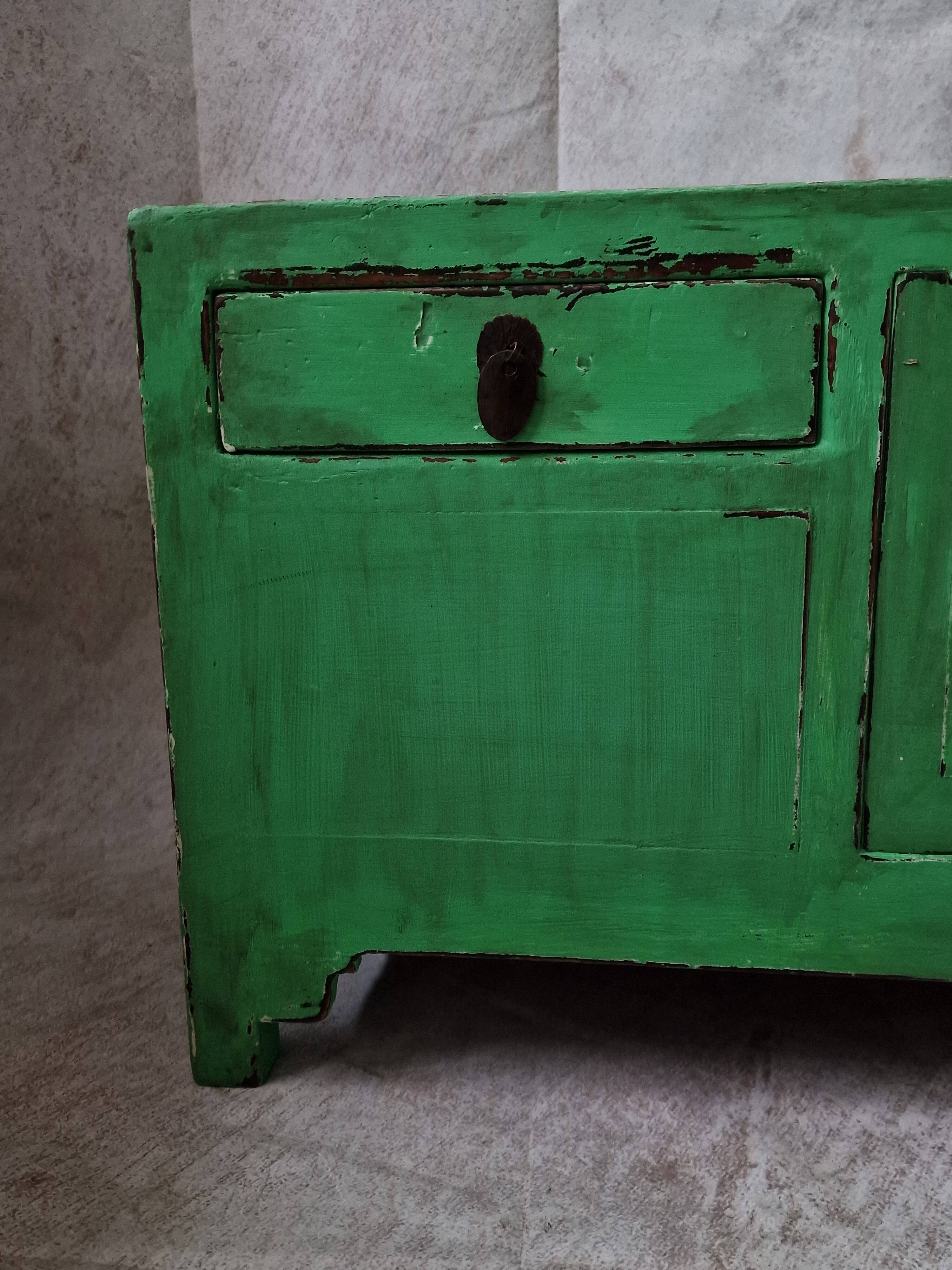 Small low buffet / TV cabinet in green patina