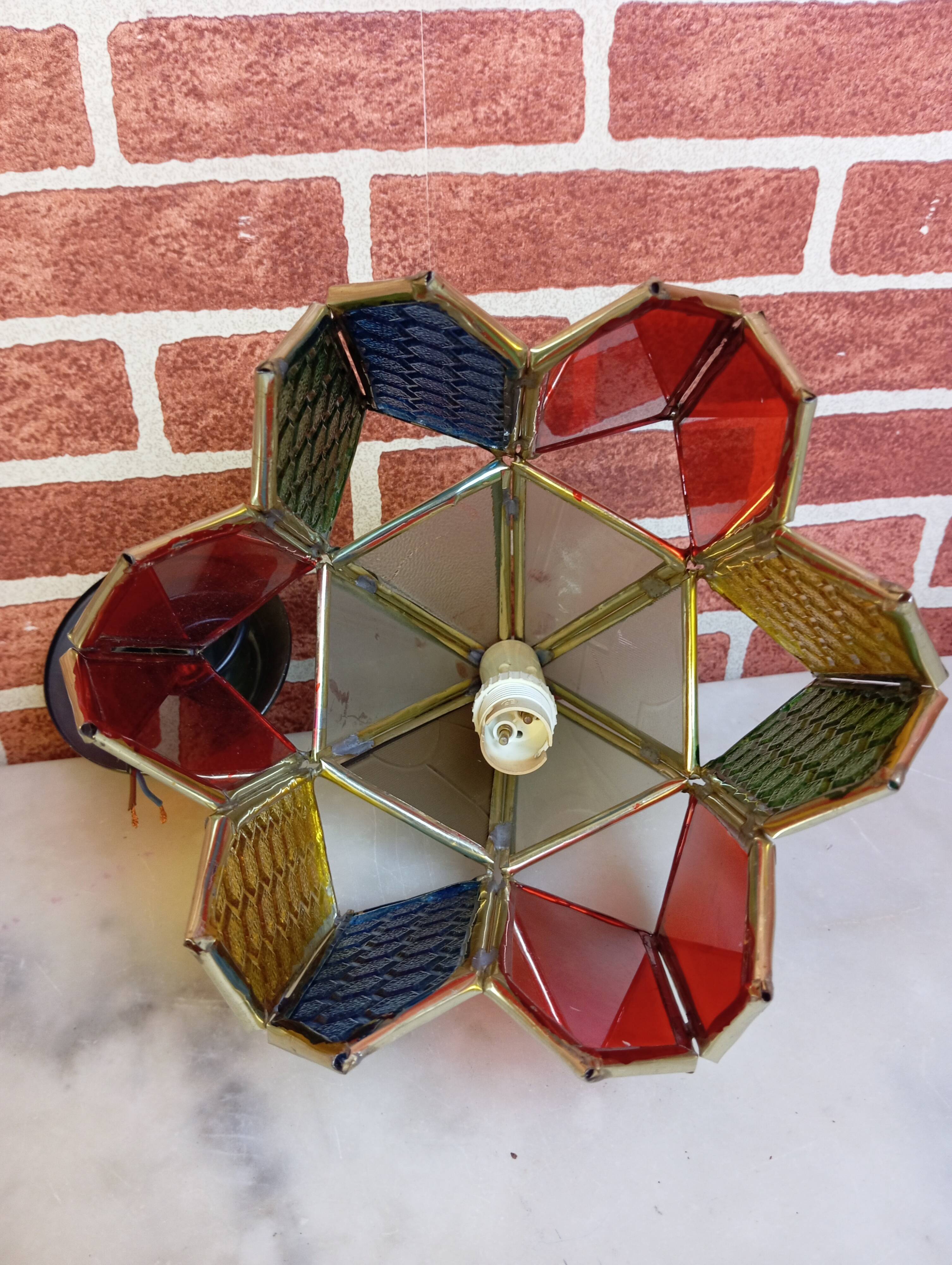 Glass and metal chandelier