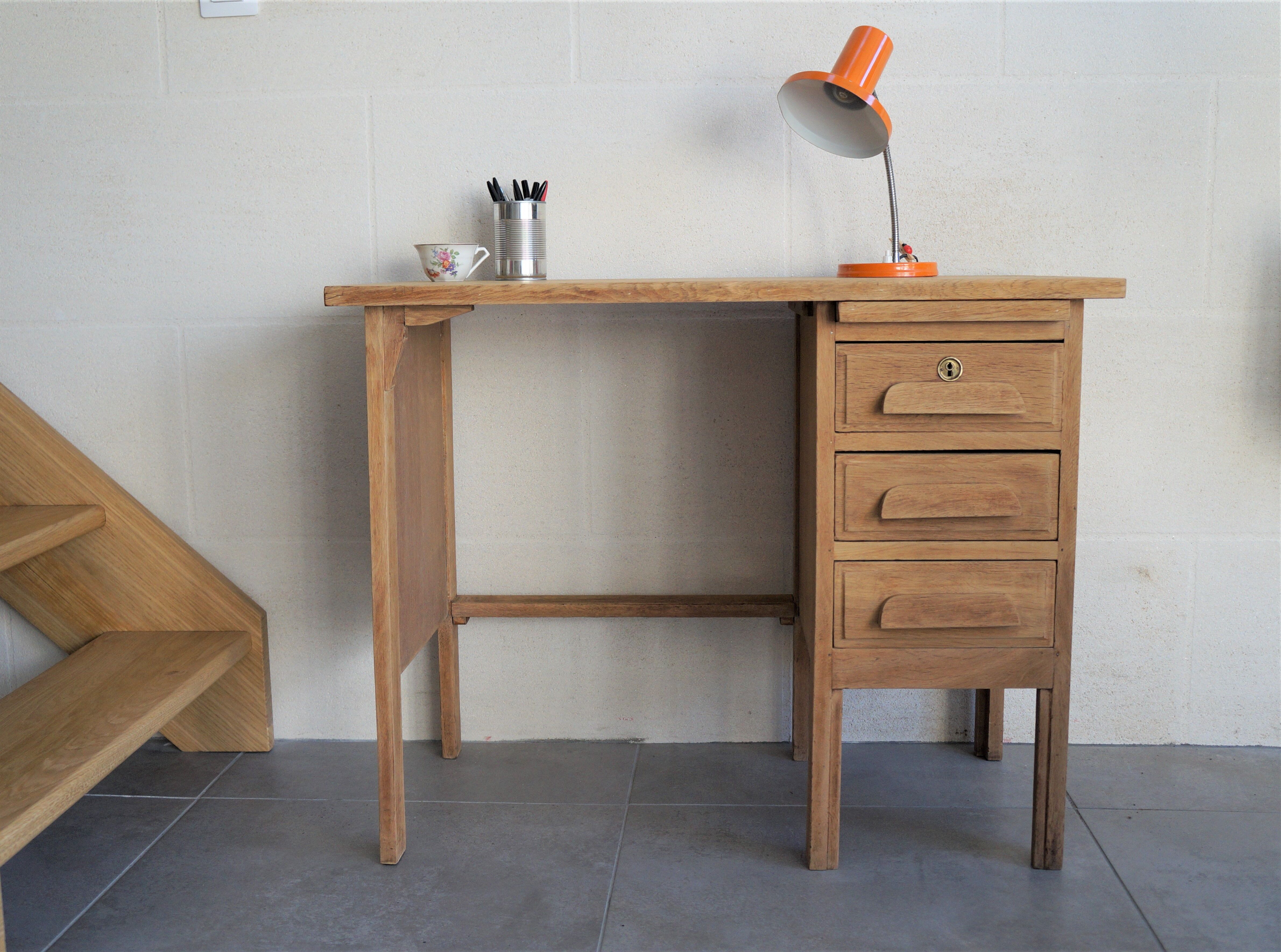 Bureau d'usine en bois annees 50