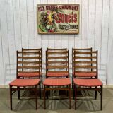 Set of 6 Danish teak chairs with fabric seats - 1960s