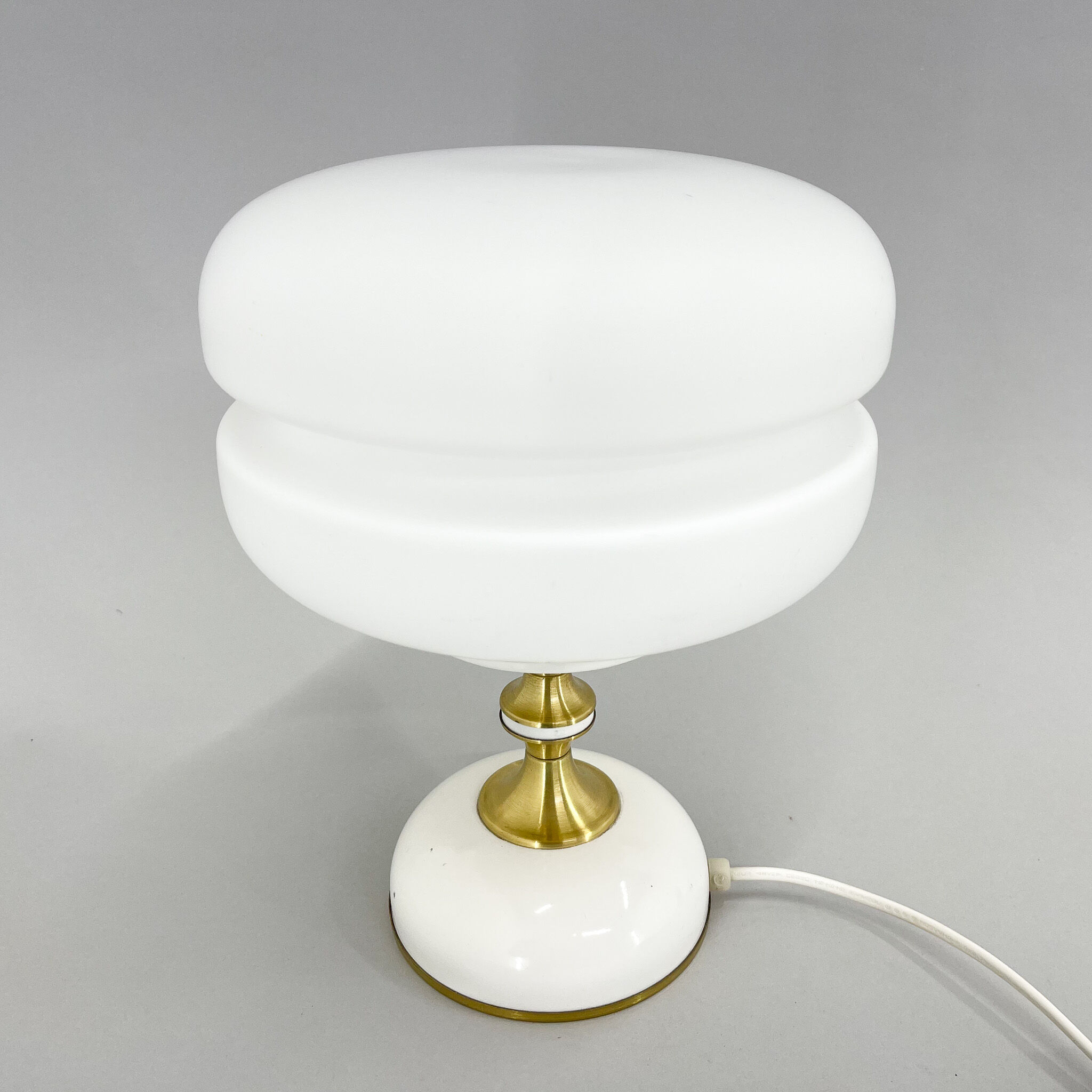 1970's Milk Glass Brass Table Lamp by Napako