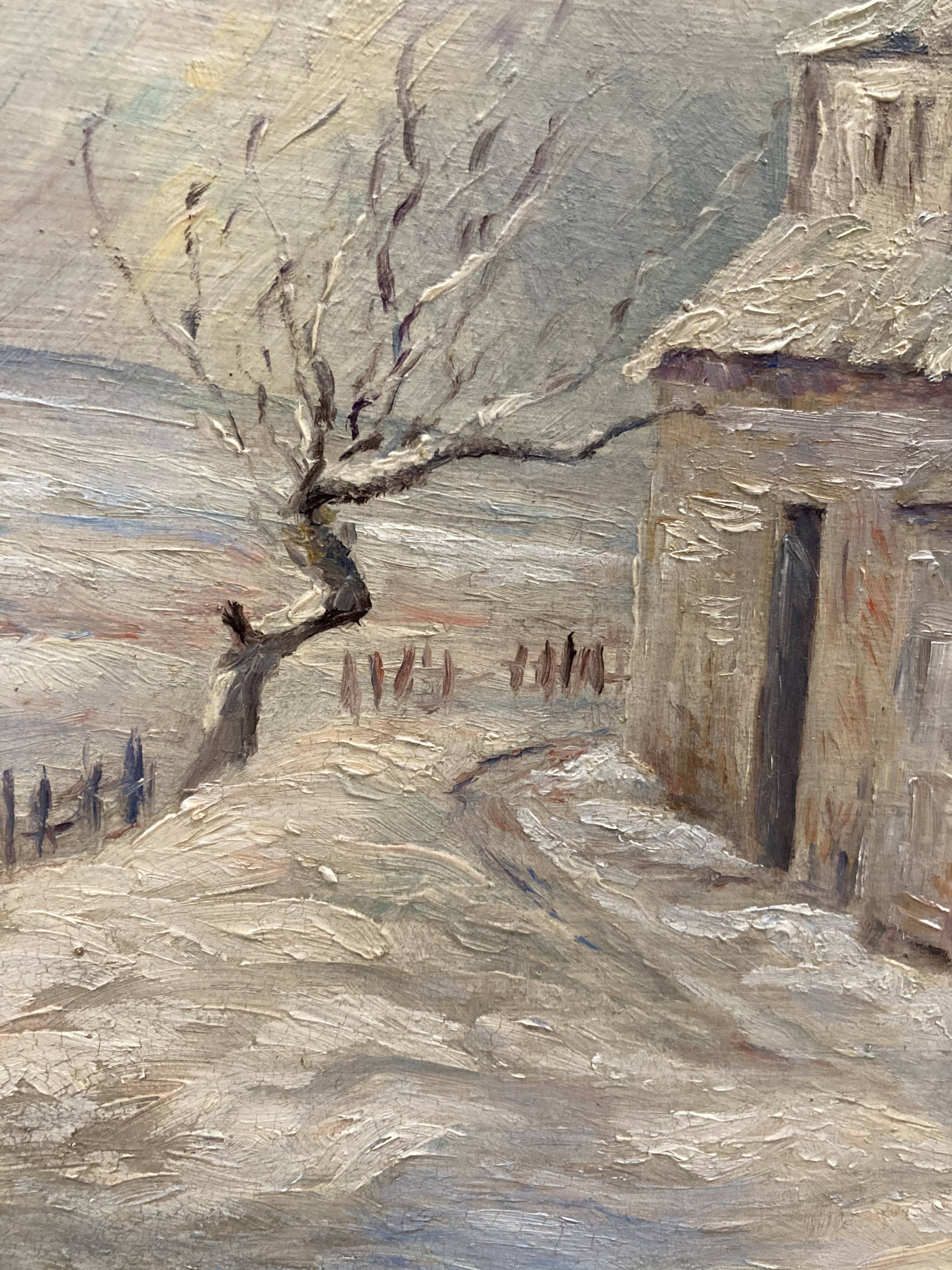 Peinture de paysage sous la neige