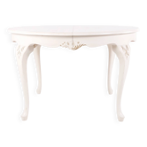 Table à manger ronde antique avec extension - style néo-rococo - peinte en blanc avec des détails décoratifs - années 1920