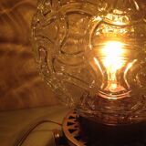 Structured glass globe lamp and metal-brass/ vintage 60s and 70s base
