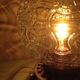 Structured glass globe lamp and metal-brass/ vintage 60s and 70s base