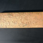 Old embossed leather glove box decorated scenes