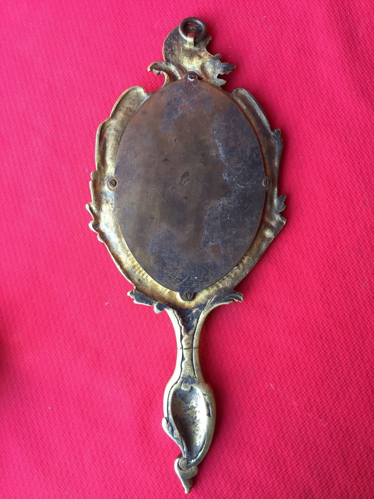 Hand painted gilt bronze nineteenth century louis xv age 1900 canted mirror
