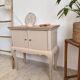 Small accent furniture / cream beige chest of drawers natural wood – chic style