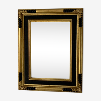 Black and gold rectangular mirror influenced by Napoleon III
