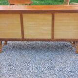 Vintage dining room attributed to Audoux and Minet in bamboo and rattan