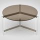 Vintage round coffee table in smoked glass and plexiglass – 1970s