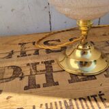 Clichy glass and brass globe lamps