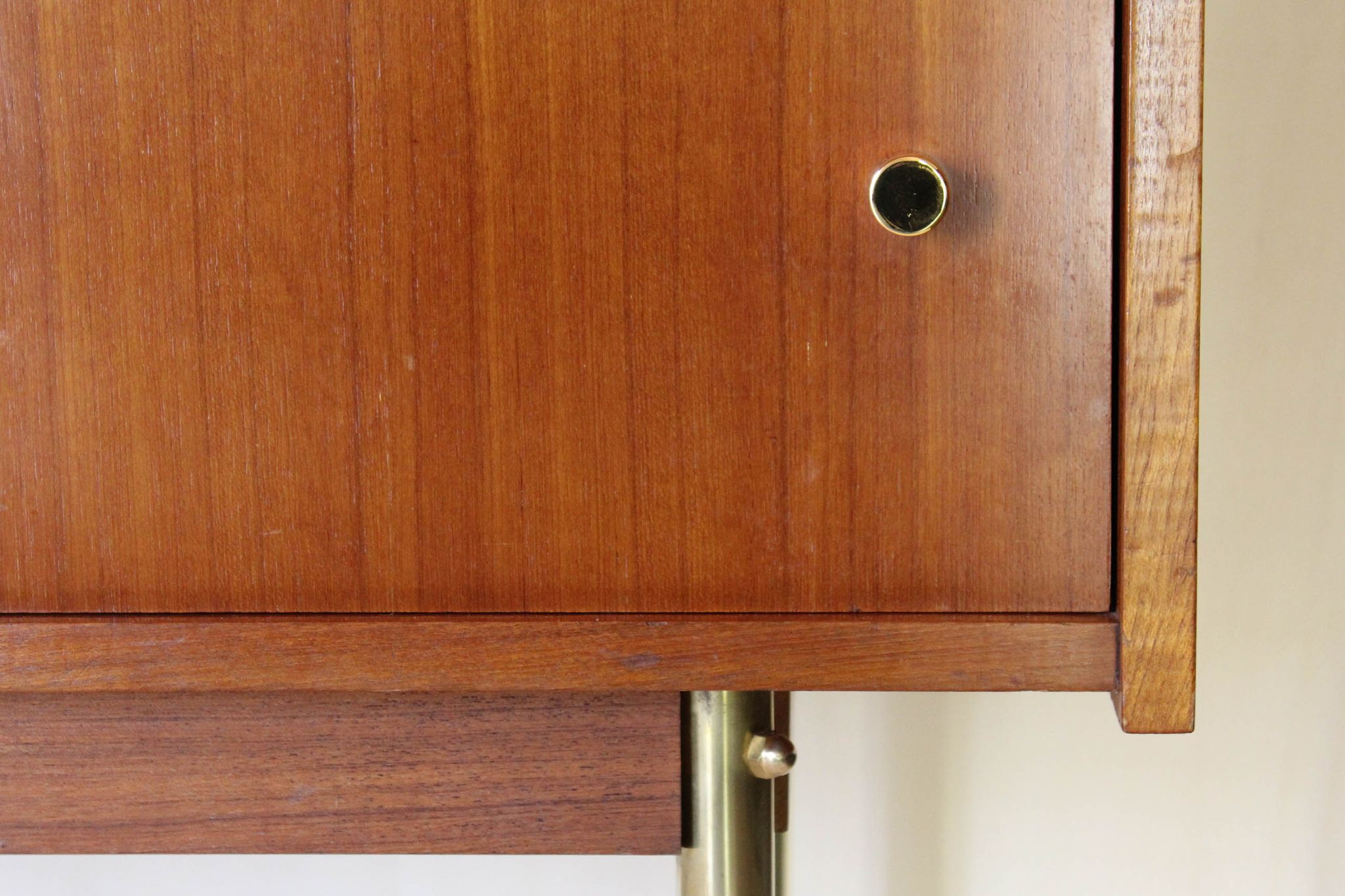 Scandinavian sideboard in solid teak wood and brass, 1950s Swedish vintage