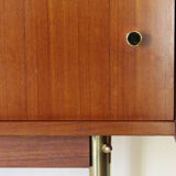 Scandinavian sideboard in solid teak wood and brass, 1950s Swedish vintage