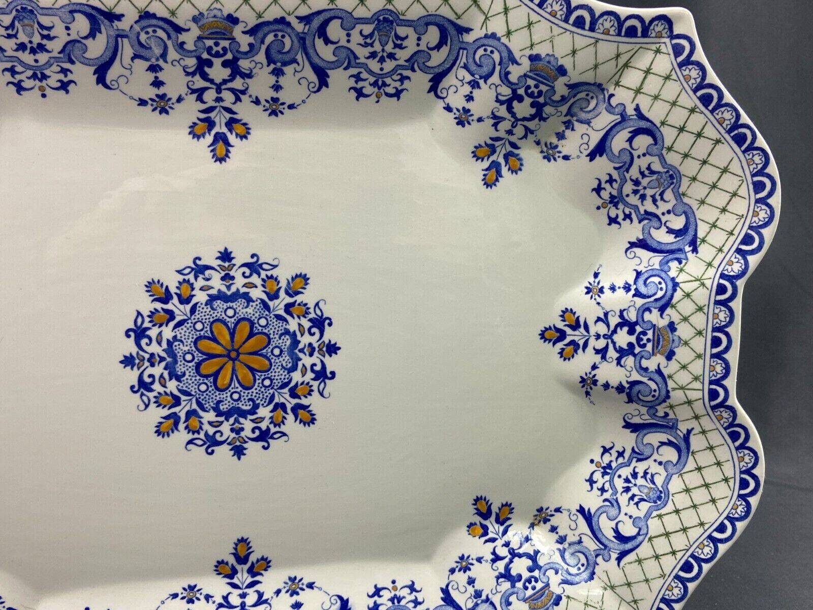 Very large Gien earthenware dish, Rouen decor