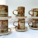 6 cups and under cups in vintage enamelled stoneware