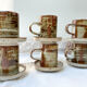 6 tasses et sous tasses en Grès émaillé vintage