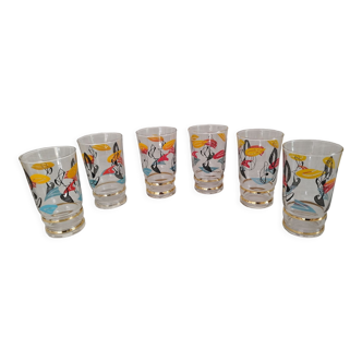 Set of 6 vintage orangeade glasses