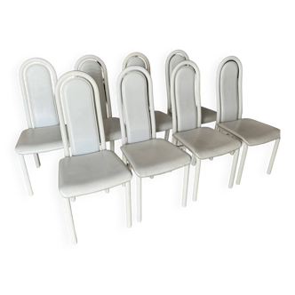 Chaises de table design 1980s Cuir/Bois
