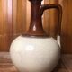 Old Vintage White & Brown Cracked Ceramic Pitcher
