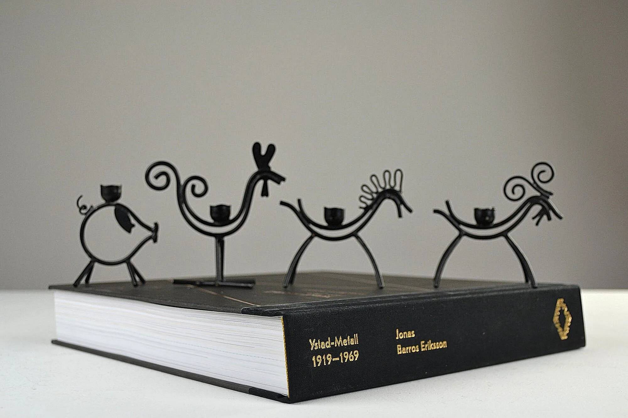 Set of 6 Black Metal Farm Animal Candleholders — Gunnar Ander for Ystad-Metall, Sweden, 1960s