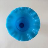 Antique Portieux Vallerysthal vase, blue opal glass vase