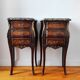 Paire de tables de chevet style Louis marbre noir