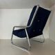 Fauteuil tubulaire chromé bleu années 70 Space Age