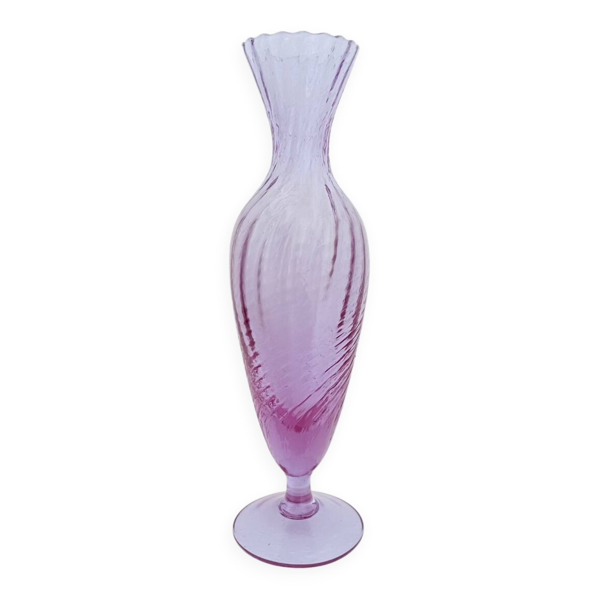Glass vase - lavender optic swirl texture