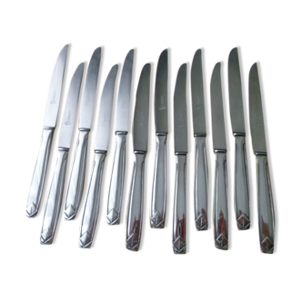 Coffret de 12 couteaux à dessert ou à fruits en acier inoxydable monobloc Style Art Déco