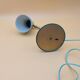 Green brass desk lamp with a goose neck on a ball joint from the 1960s.