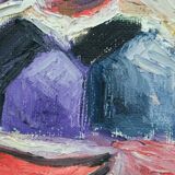Grethe Hultgren, Swedish Expressionist Composition, Oil on Canvas, 1979, Framed