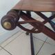 Vintage foldable leather and mahogany stool