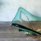 Large amber and green glass cup