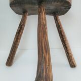 Tripod stool solid wood folk art 60s