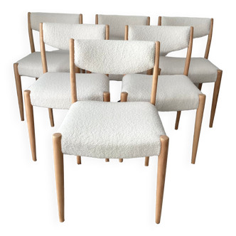 Vintage chairs 60s fully restored with a curly fabric