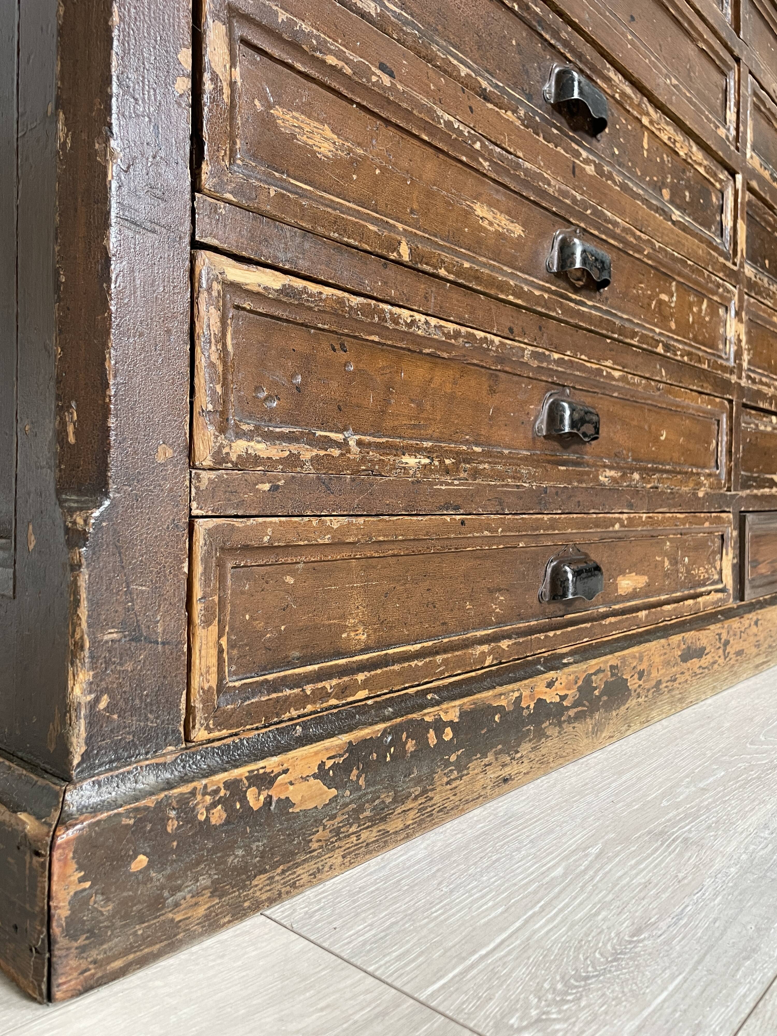 Double-sided trade counter with drawers, circa 1900