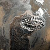 XXL Beretta Vallauris 1960 black glazed earthenware tray D34cm