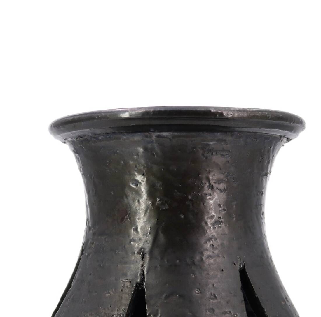 Black ceramic candle holder by Jean Marais, Vallauris, 1960s