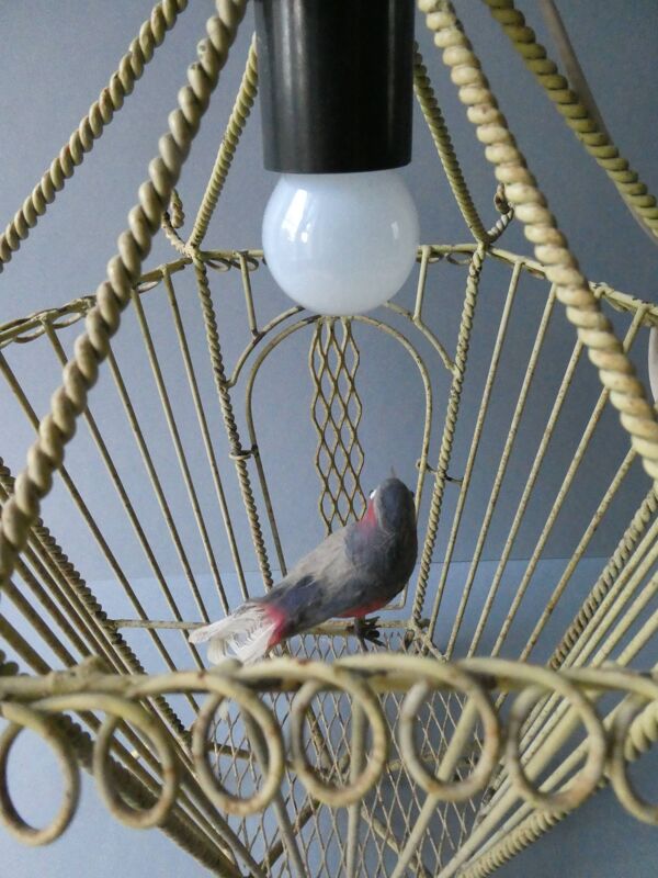 Lustre suspension en métal, forme cage, des années 60