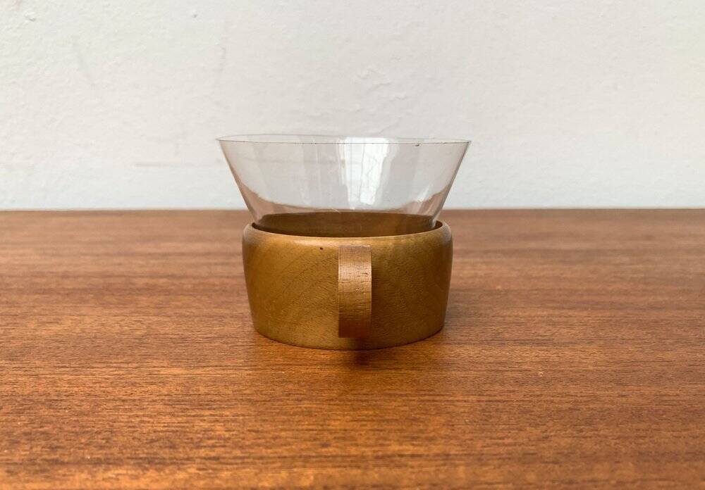 Mid-century wooden tea glasses, 1960s, set of 5
