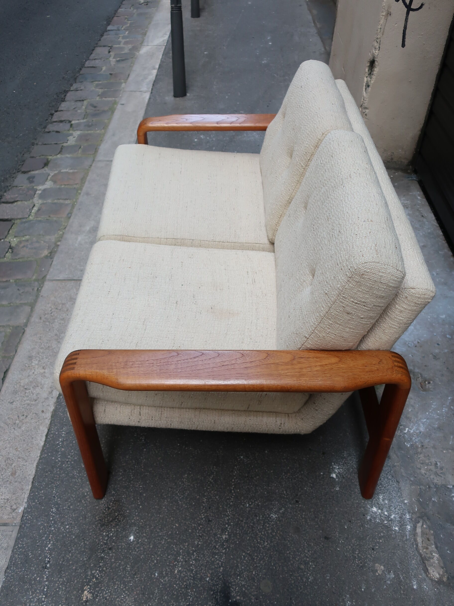 Scandinavian sofa in teak two-seater 60s