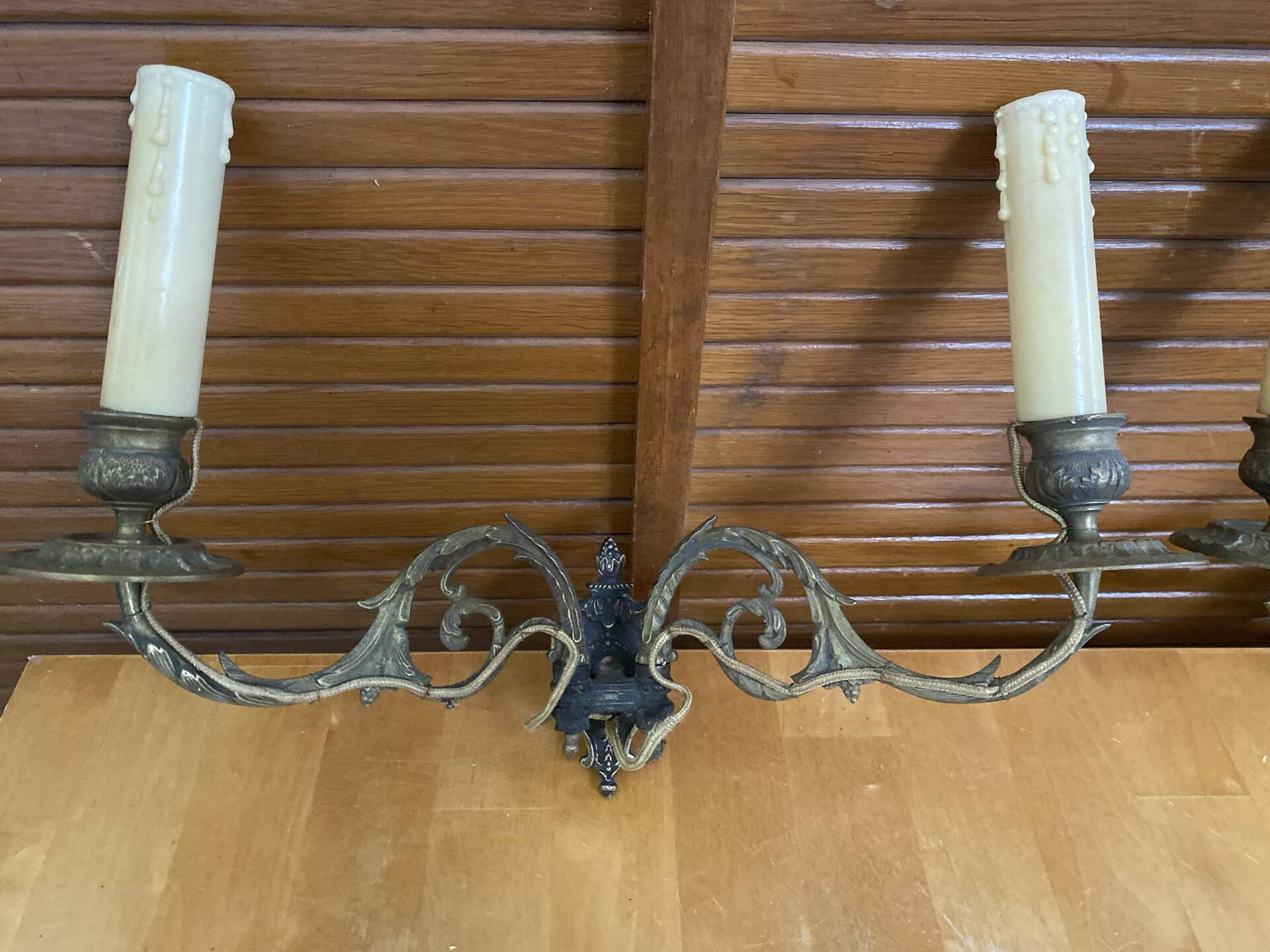 Paire applique piano double ancienne e. muller bronze doré fin xixeme
