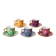 Set of 5 marbled porcelain coffee cups and saucers, hand-painted, with a gold rim.