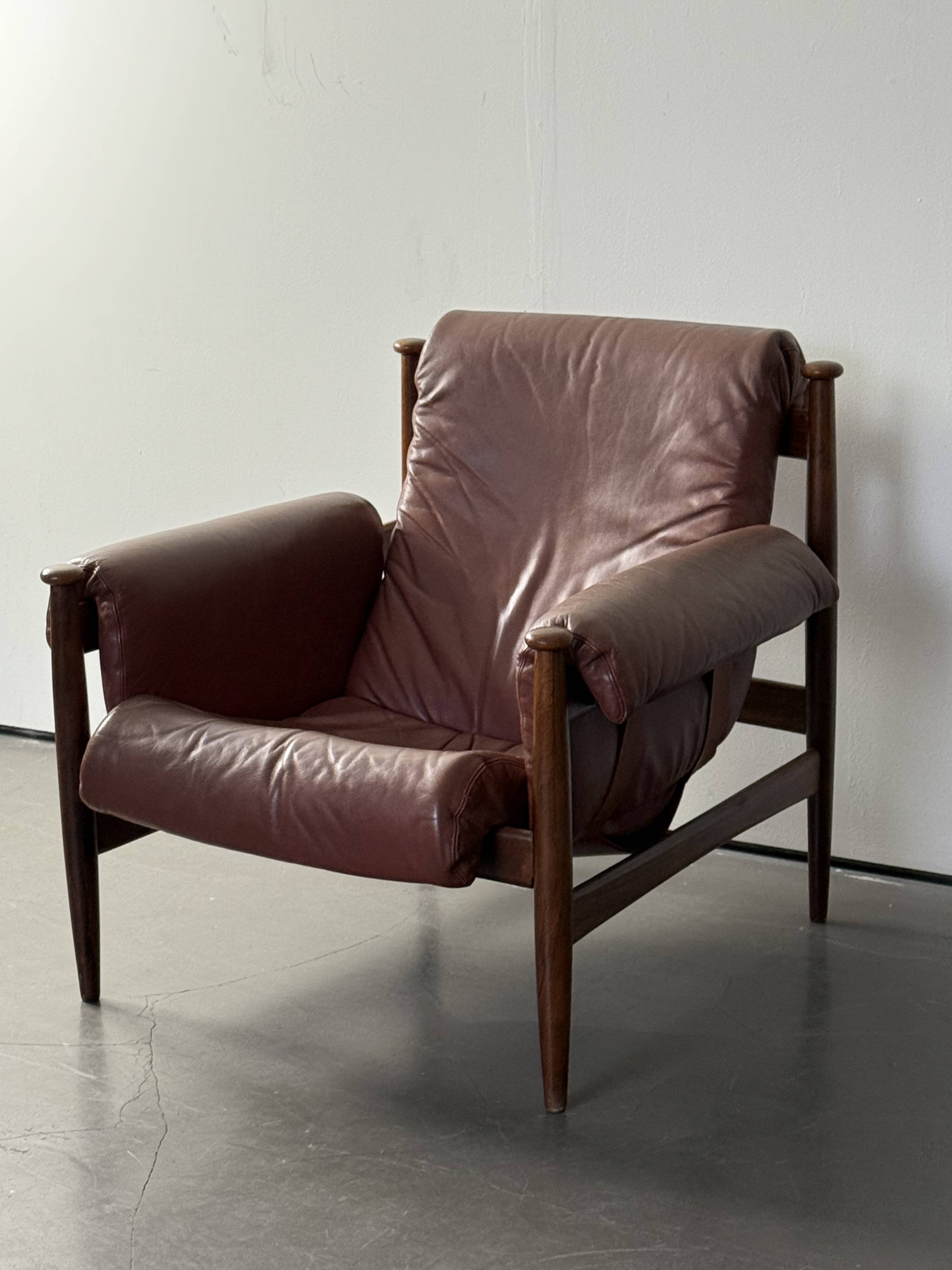 Admiral armchair by Eric Merthen, in leather and rosewood